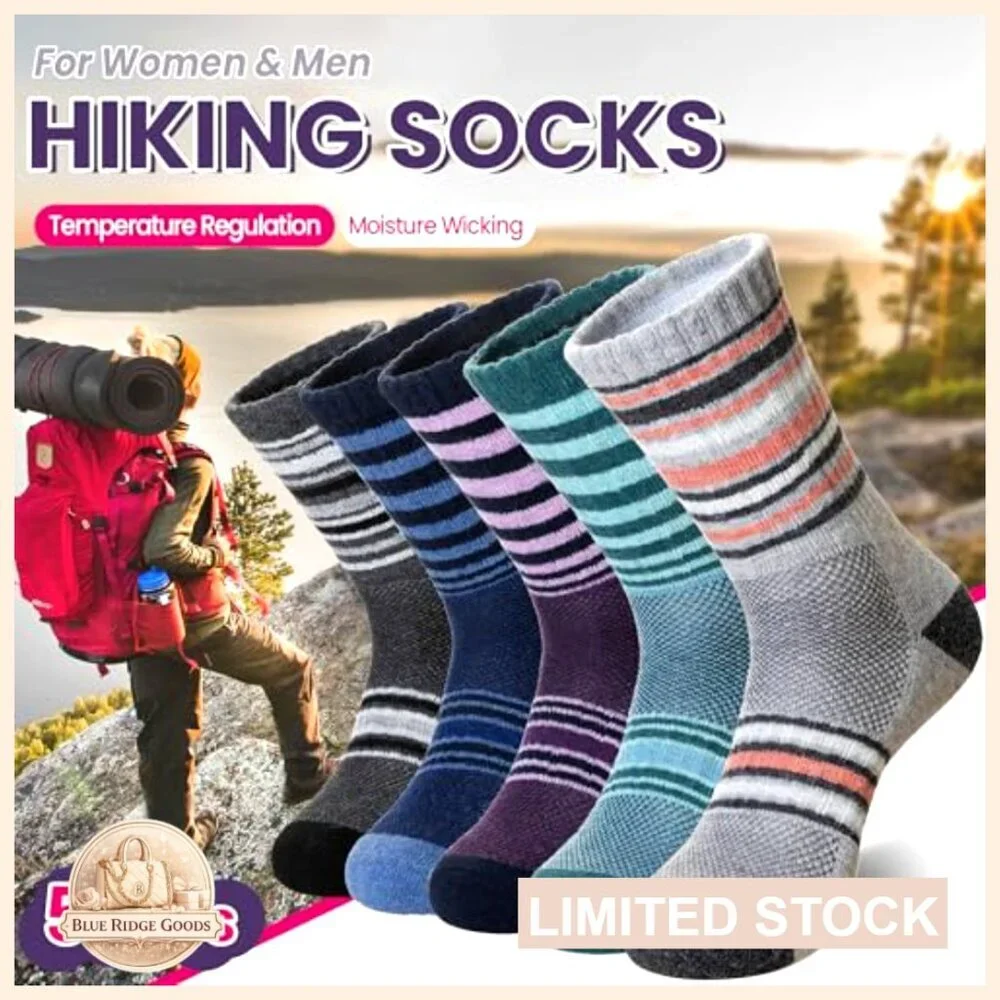 Merino Wool Hiking Socks Thermal Warm Moisture Wicking Cushion Athletic